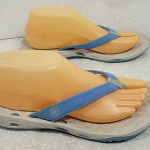 𝅺columbia Women's Size 7 Slip On Comfort Slip Resistant Blue Flip Flop Sandals